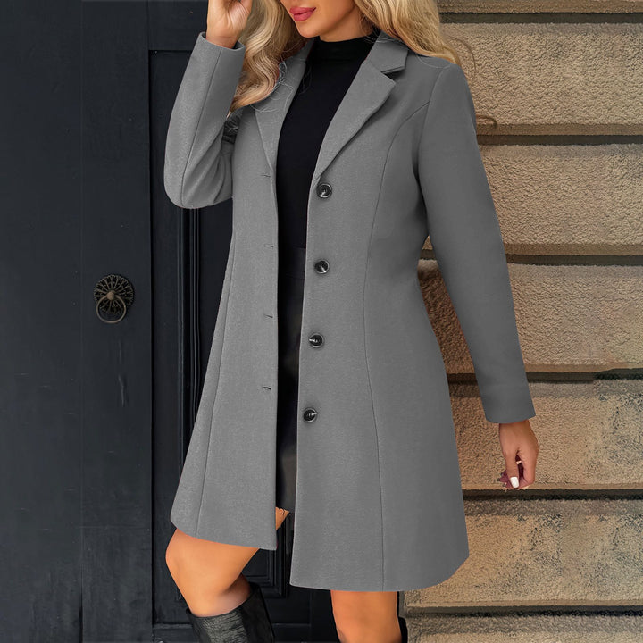 Women Tailored Short Coat with Lapel Collar and Concealed Button Placket Mune Fashion