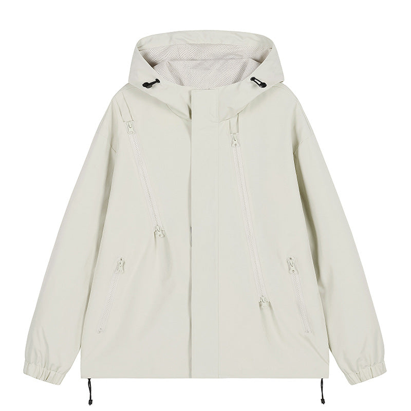 Men's nan technical hooded jacket with water-repellent softshell, angled zip pockets, and adjustable hem Mune Fashion