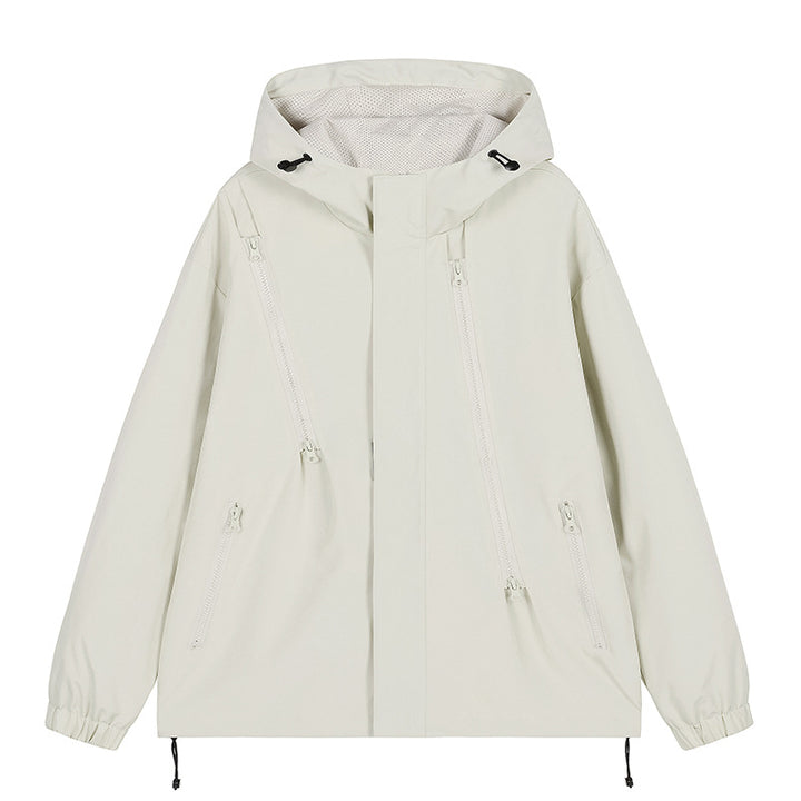 Men's nan technical hooded jacket with water-repellent softshell, angled zip pockets, and adjustable hem Mune Fashion