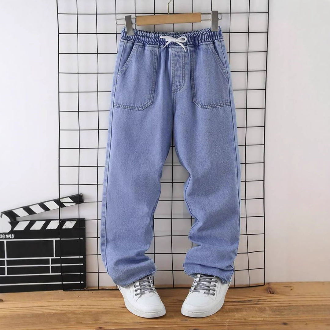Men's Casual Denim Pants with Adjustable Waist and Deep Pockets Mune Fashion