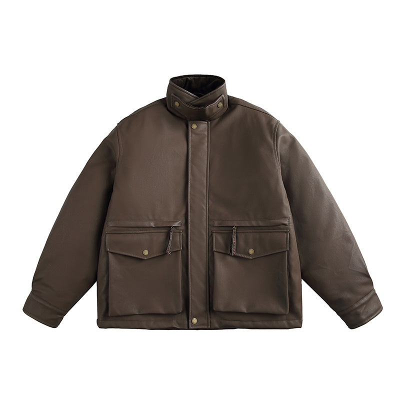 Men's Boxy-padded Utility blazer with high stand-up collar and patch pockets Mune Fashion