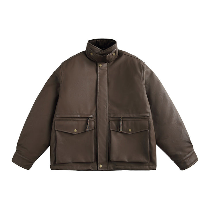 Men's Boxy-padded Utility blazer with high stand-up collar and patch pockets Mune Fashion