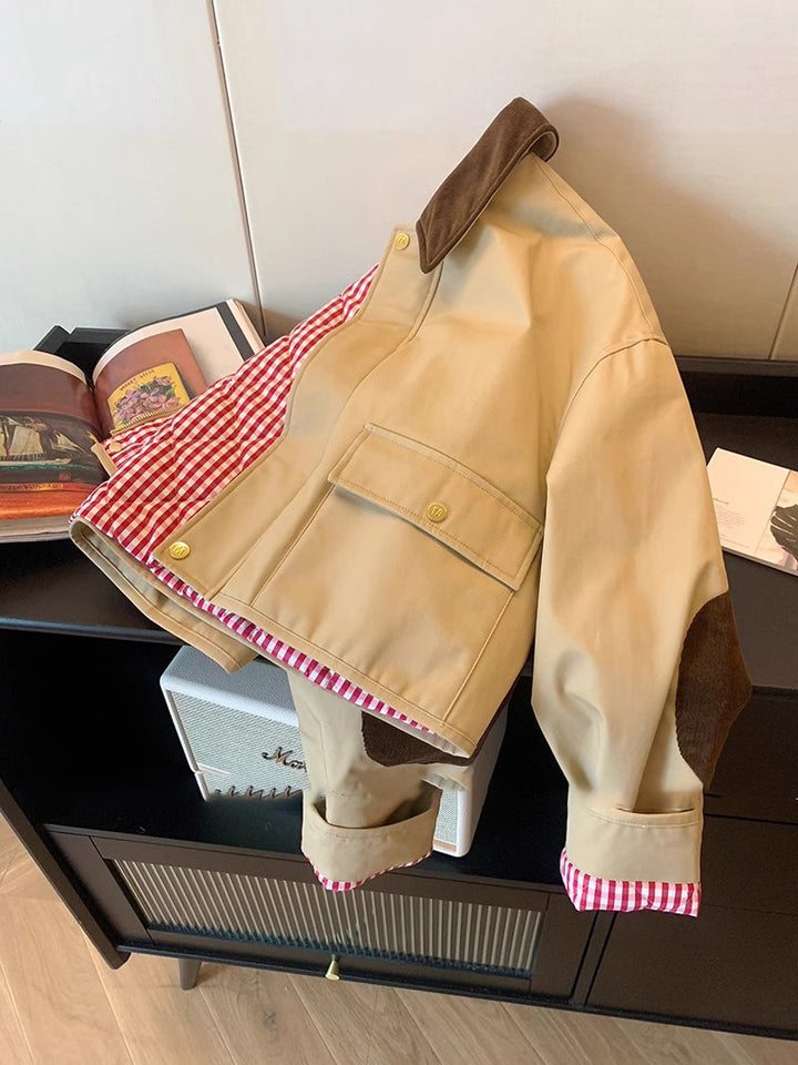 Ladies Fashionable Utility Jacket with Velvet Collar Mune Fashion