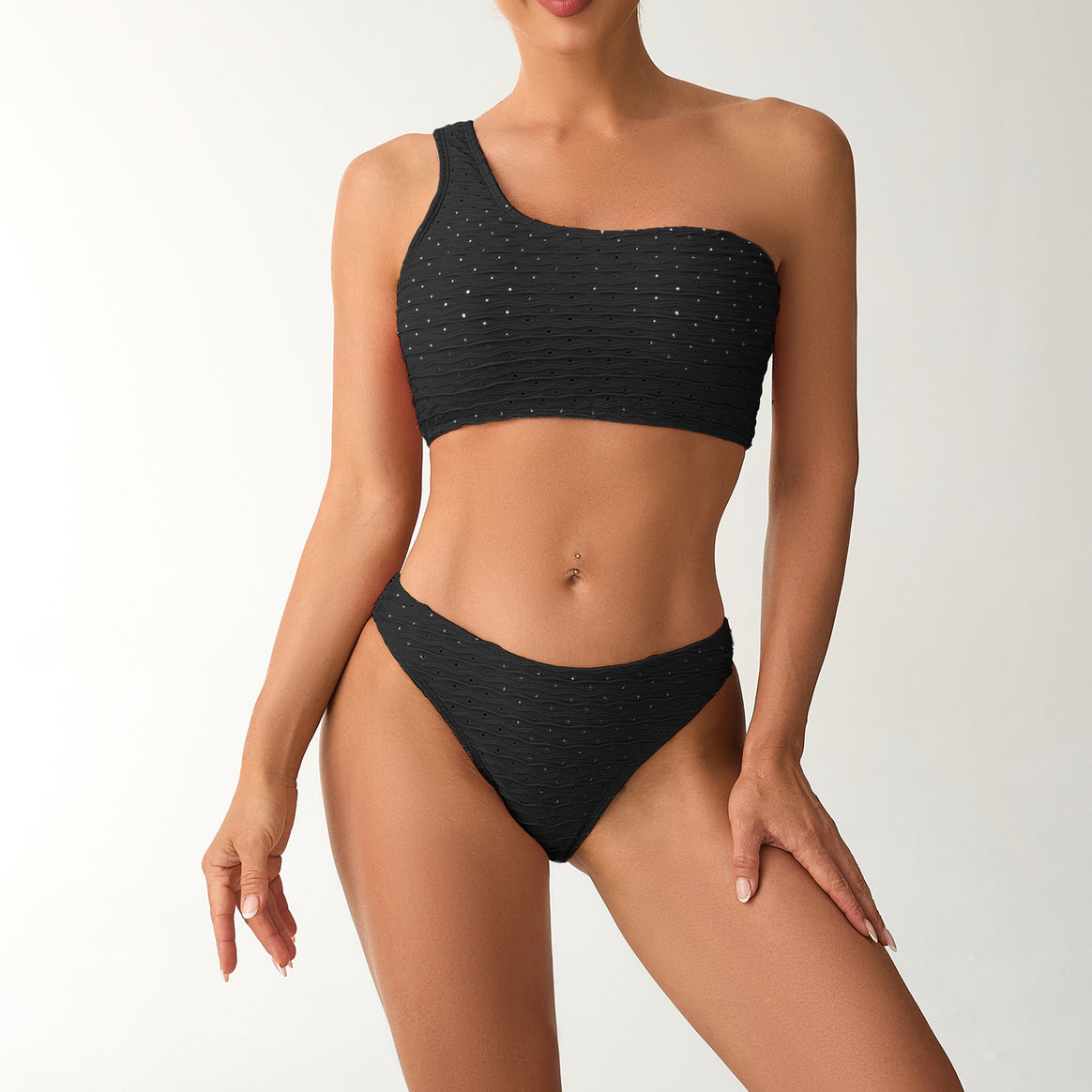Ladies One-Sided Bikini Set with Sophisticated Ruffle Design Mune Fashion