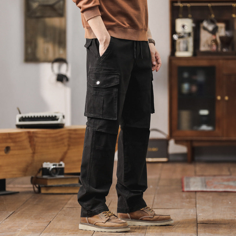 Herren Cargo-Hose im Utility-Stil mit Elastikbund, Kordelzug und Mehrfach-Taschen Mune Fashion