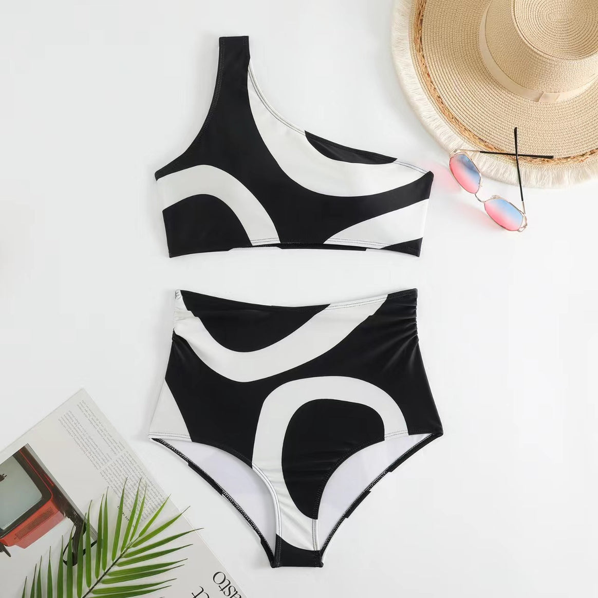 Women's bikini set with asymmetrical top and elegant wrap skirt Mune Fashion