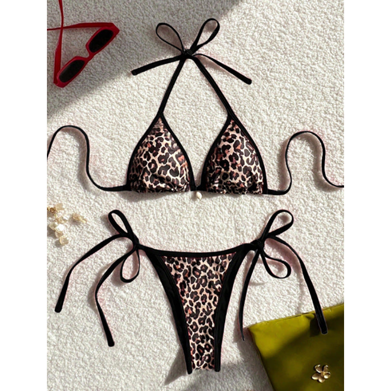 Women's triangle bikini with animal print and side ties Mune Fashion