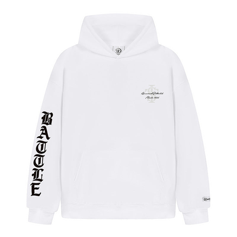 Unisex Oversize Hoodie with Gothic Sleeve Print and Kangaroo Pocket Mune Fashion