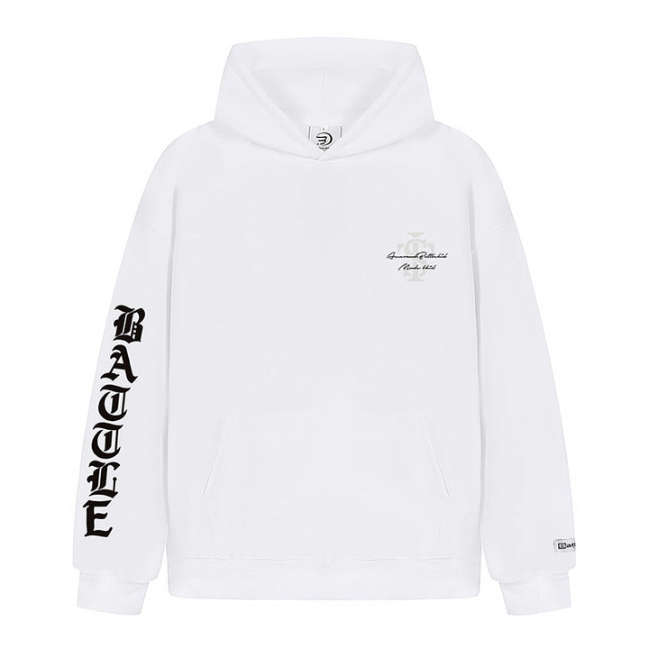 Unisex Oversize Hoodie with Gothic Sleeve Print and Kangaroo Pocket Mune Fashion