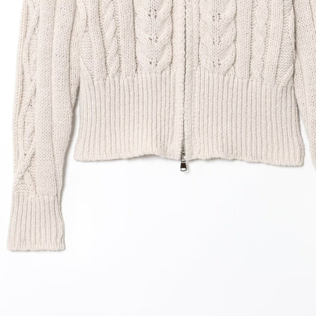 Ladies Cardigan with High Collar and Zipper Mune