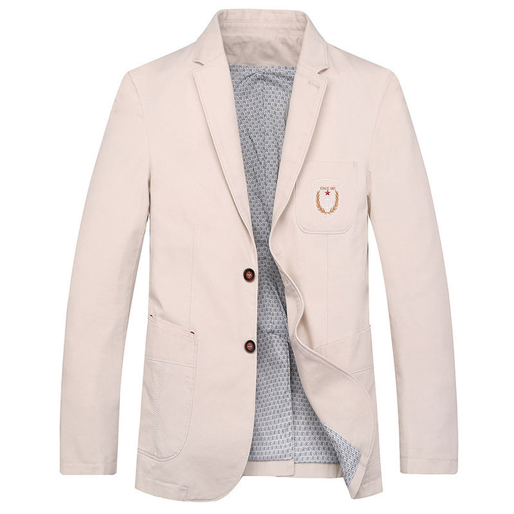 Men's cotton blazer in casual worker style with chest pocket and emblem Mune Fashion