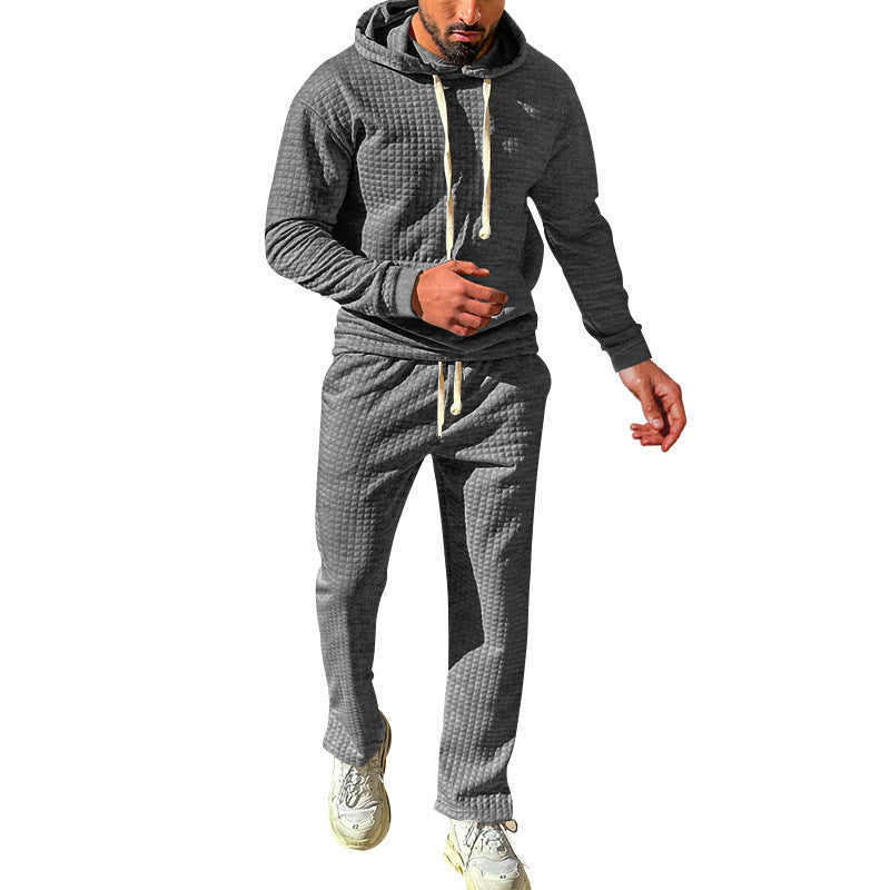 Men's waffle jersey comfort set with hood, drawstring waist, and straight leg Mune Fashion
