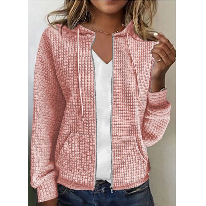 Women's hooded jacket with waffle structure, zipper and inset pockets Mune Fashion
