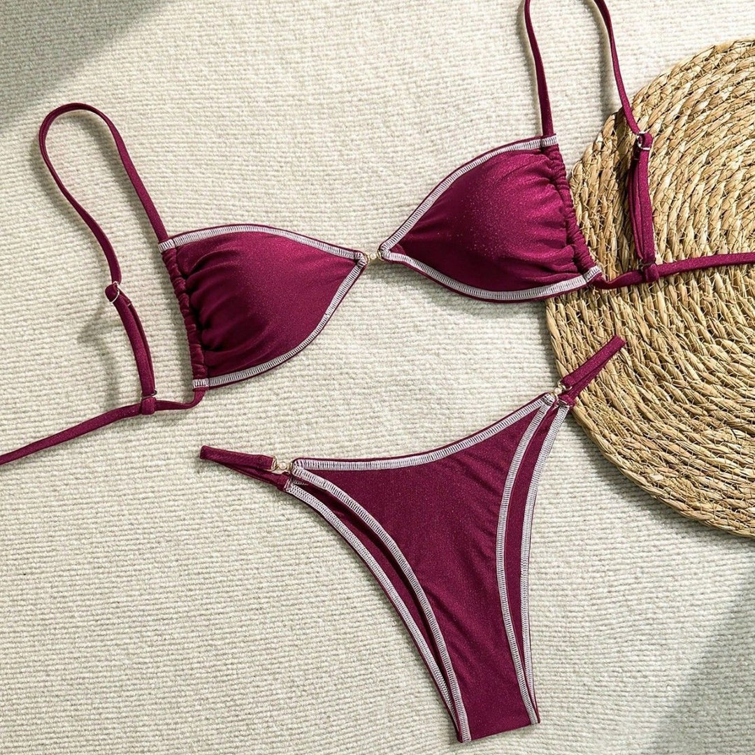 Women's Triangle Bikini with Glittering Accents Mune Fashion