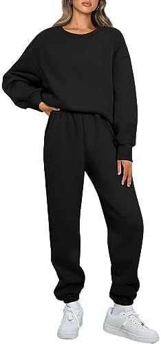 Women's Nano Relaxed Loungewear Set with Oversized Round Neck Sweatshirt and Tailored High Waist Jogging Pants made of French Terry Mune Fashion