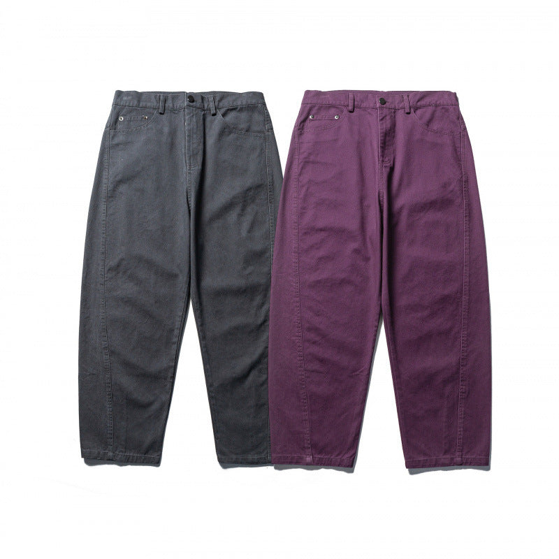 Men's Wide Tapered Denim Pants with High Waist and Prominent Step Closures Mune Fashion