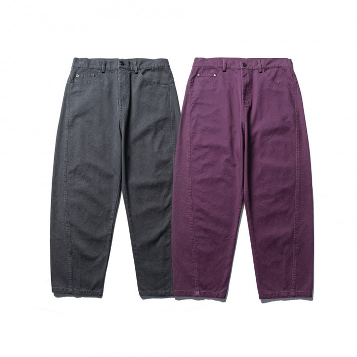 Men's Wide Tapered Denim Pants with High Waist and Prominent Step Closures Mune Fashion