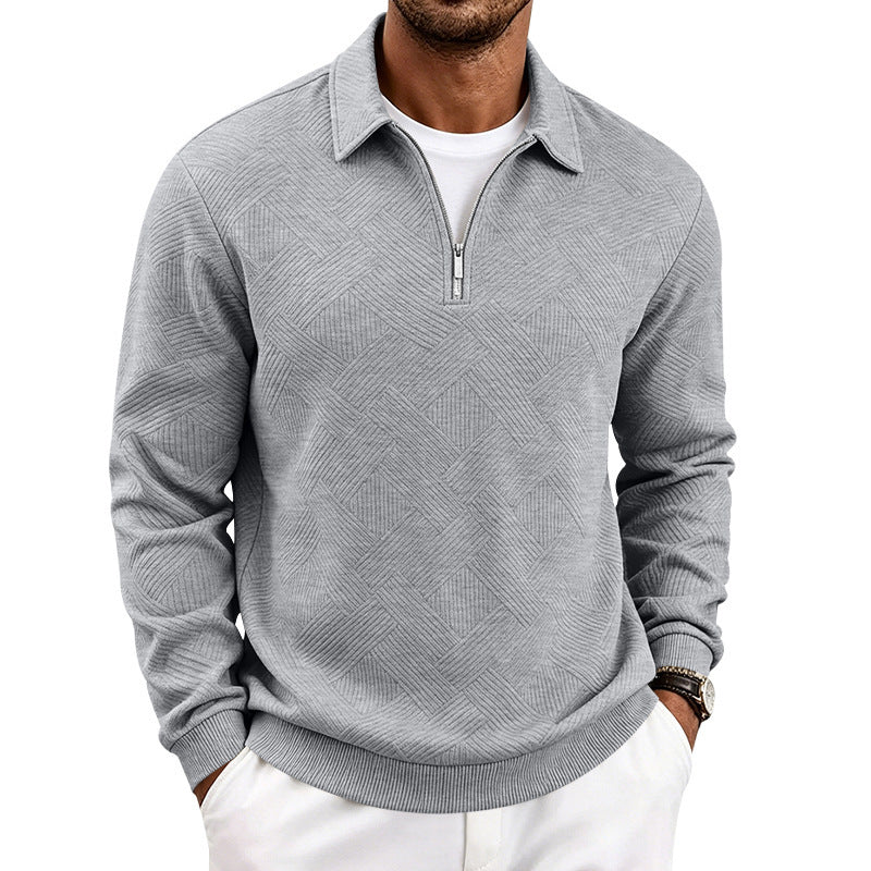 Men's Structured Half-Zip Sweater with Stand-up Collar and Ribbed Cuffs Mune Fashion