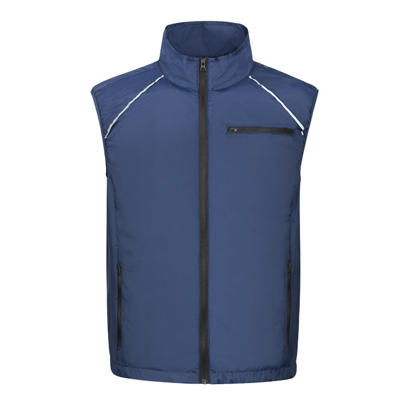 Men's lightweight breathable wind vest with standing collar and zippered pockets Mune Fashion