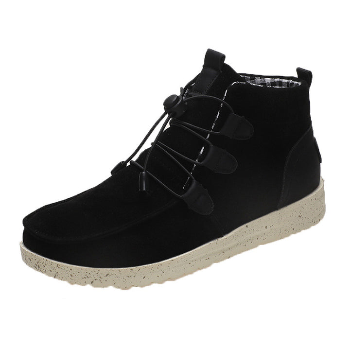 Men's casual suede ankle boots with moccasin toe, elastic drawstring, and cushioning lightweight sole Mune Fashion