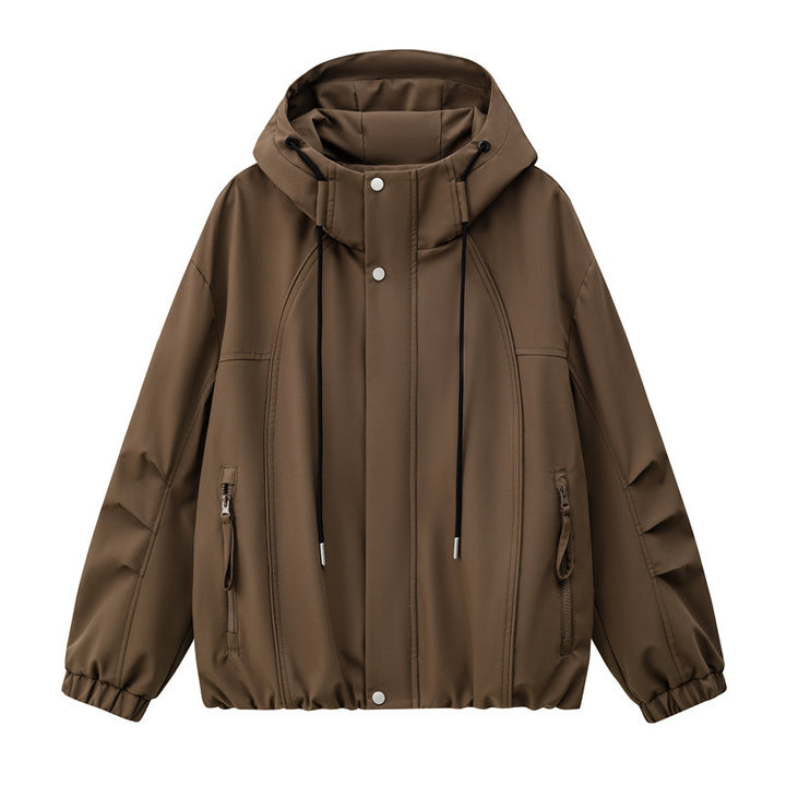 Men's Lightweight Hooded Utility Transition Jacket with Water-Repellent Outer Shell and Elastic Hem Mune Fashion