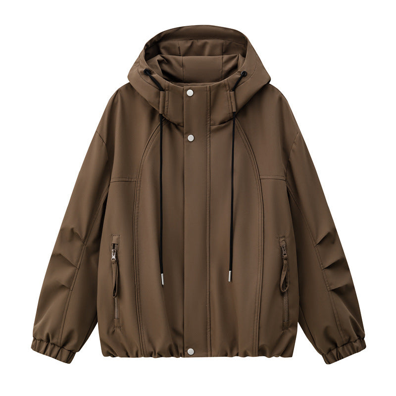 Men's Lightweight Hooded Utility Transition Jacket with Water-Repellent Outer Shell and Elastic Hem Mune Fashion