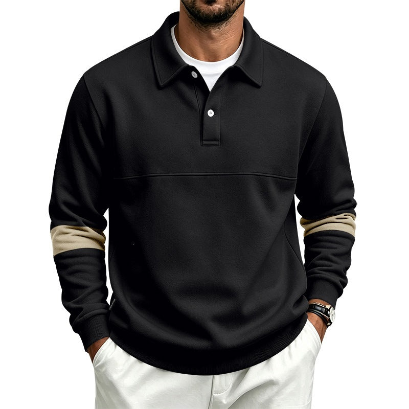 Men's sporty-casual polo sweatshirt with half-button placket and sleeve contrast Mune Fashion