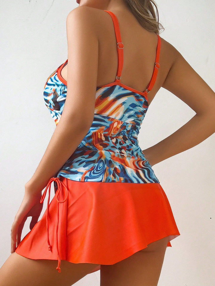 Women’s tankini with adjustable gathering and colorful design Mune Fashion