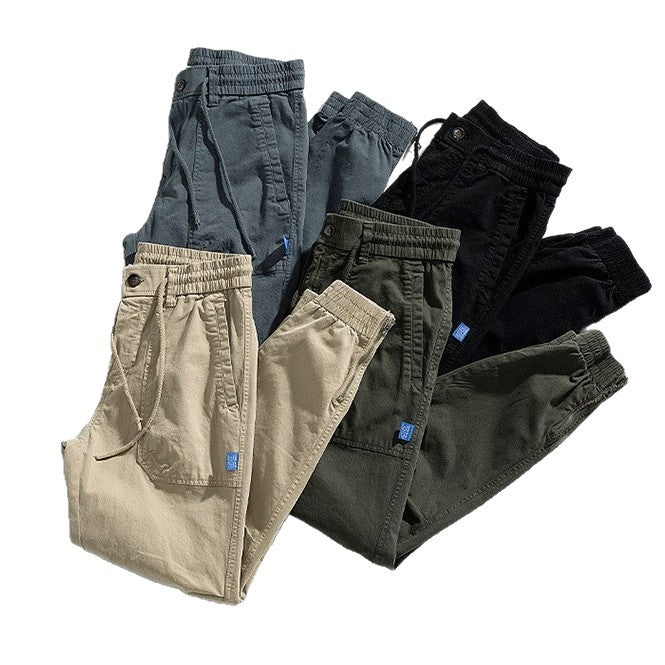 Men's Relaxed-Fit Canvas Cargo Jogger with elastic drawstring waistband, patch front pockets and zipper cuffs Mune Fashion