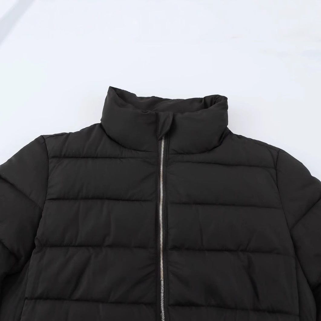 Women's Short Quilted Jacket with Stand-Up Collar, Zipper and Elastic Cuffs Mune Fashion