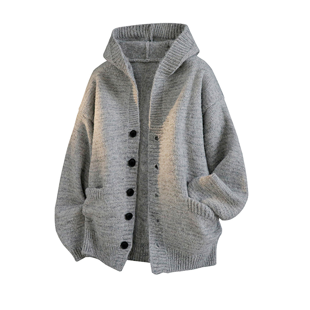Women Cozy Cardigan with Hood and Buttons Mune Fashion