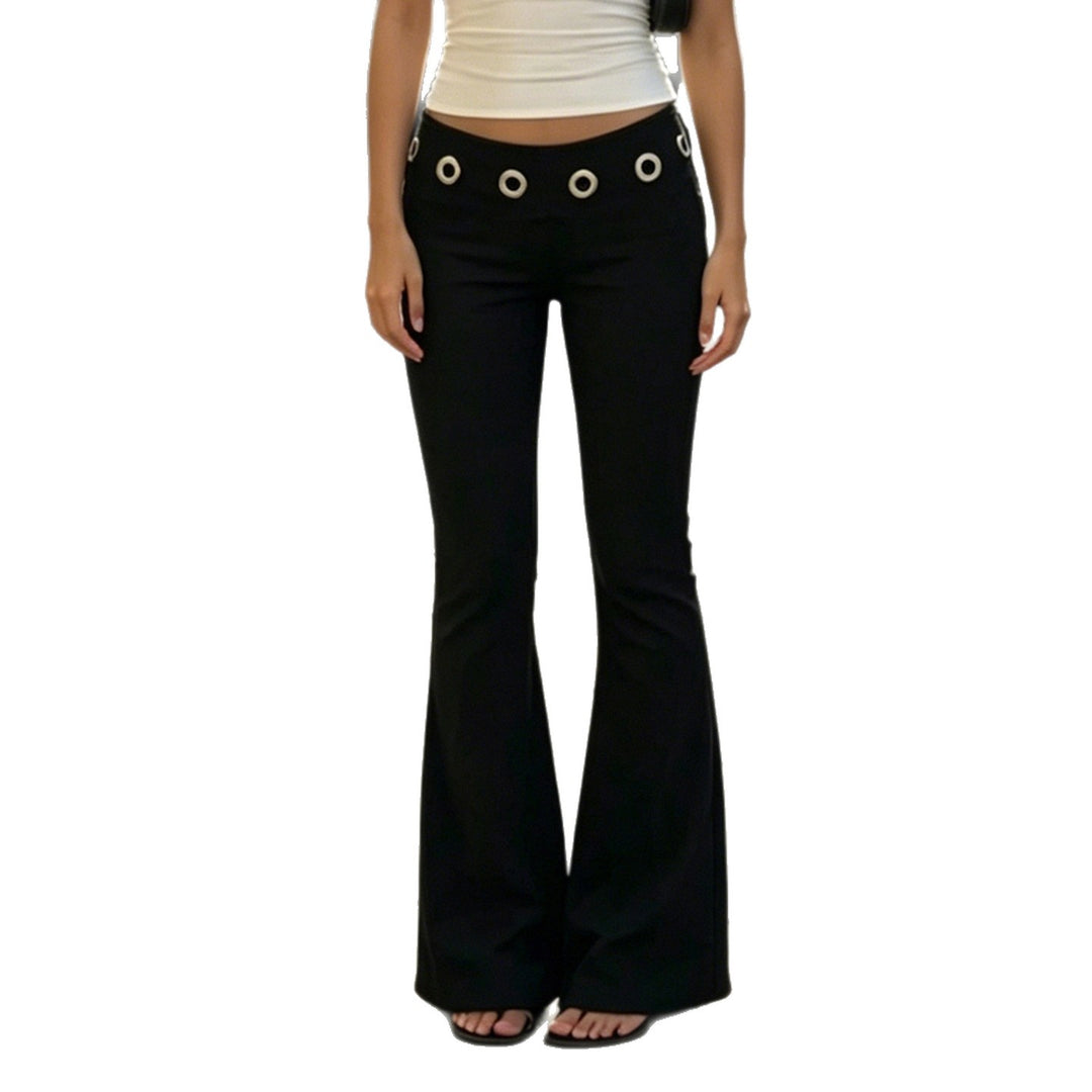 Ladies flared trousers with decorative eyelets and tailored stretch cut Mune Fashion