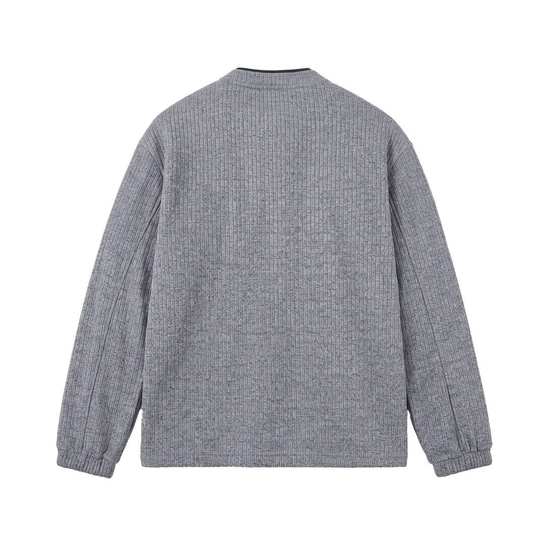 Men's ribbed structure Henley pullover with stand-up collar and button placket Mune Fashion