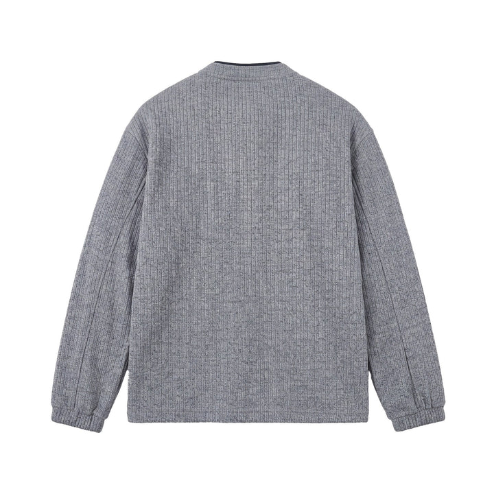 Men's ribbed structure Henley pullover with stand-up collar and button placket Mune Fashion