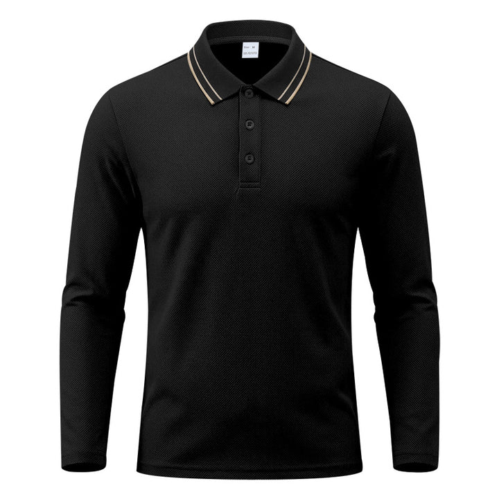 Men's Long Sleeve Polo in fine pique structure with contrasting college collar Mune Fashion