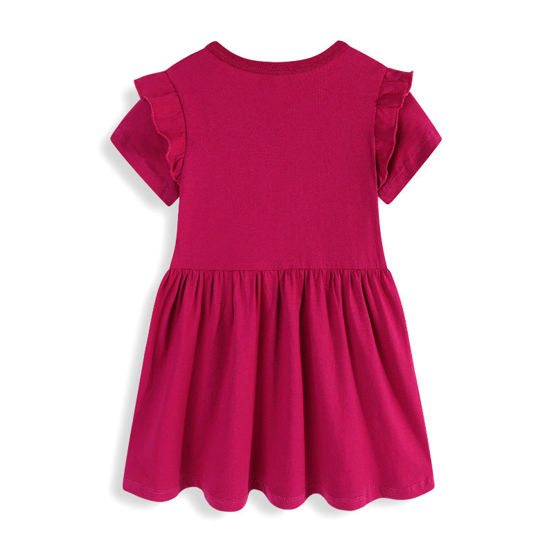 Girls casual dress with cute cherry motif and ruffles Mune Fashion