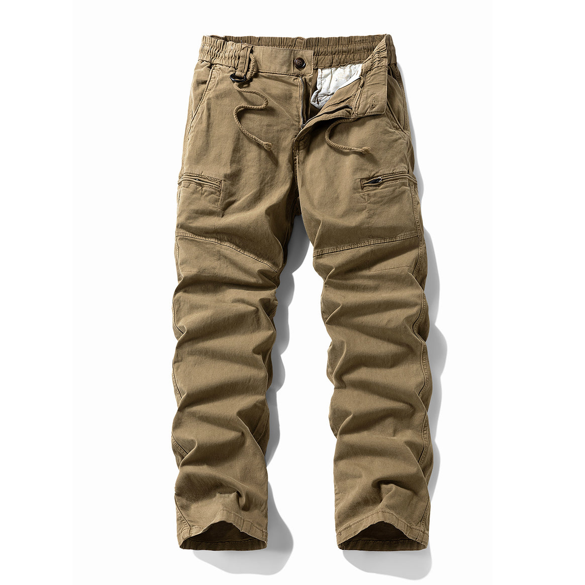 Herren Komfort-Canvas-Cargo-Hose mit elastischem Tunnelzugbund, Kniepaneelen und Multifachtaschen Mune Fashion