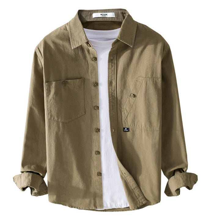 Men's lightweight shirt jacket overshirt made of cotton twill with asymmetrical chest pocket and loose fit Mune Fashion