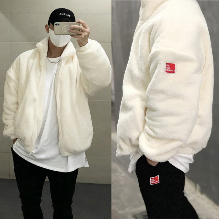 Men's Fleece Jacket with Stand-Up Collar and Practical Pockets Mune