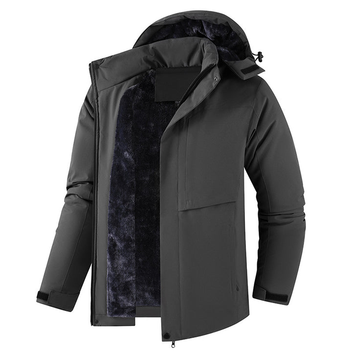 Men's Plush Lined Winter Parka with Hood, Windproof Shell & Concealed Front Placket Mune Fashion