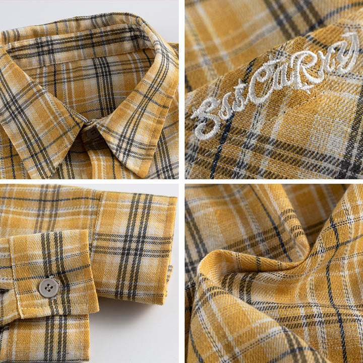 Unisex Loose Flannel Buttondown in Overshirt Cut with Rounded Hem Mune Fashion