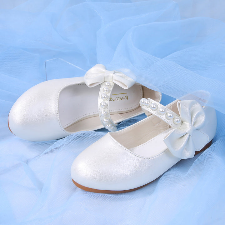 Girls Ballerina Shoes with Pearls and Bows Mune Fashion