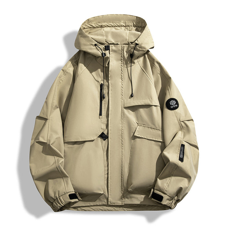 Men's Water-Repellent Utility Outdoor Jacket with Hood, Multiple Pockets and Windproof Membrane Mune Fashion