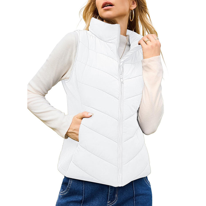 Women padded waistcoat with high stand-up collar Mune Fashion