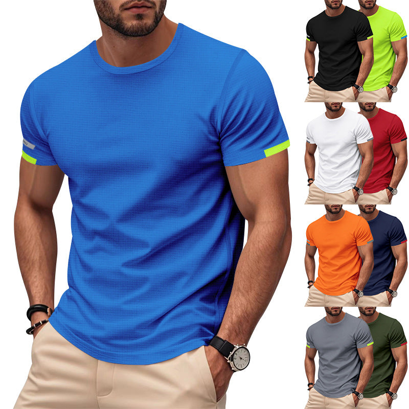 Men's nan athletic functional T-shirt with round neck, body-hugging stretch cut and contrasting sleeve hem Mune Fashion