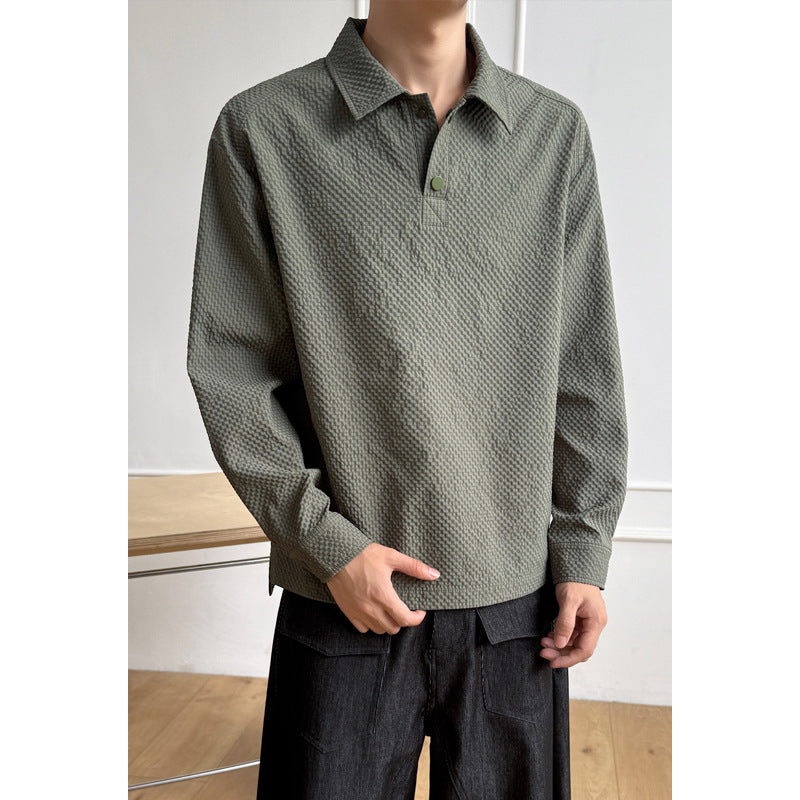 Men's Casual Long Sleeve Shirt with Textured Fabric Mune Fashion