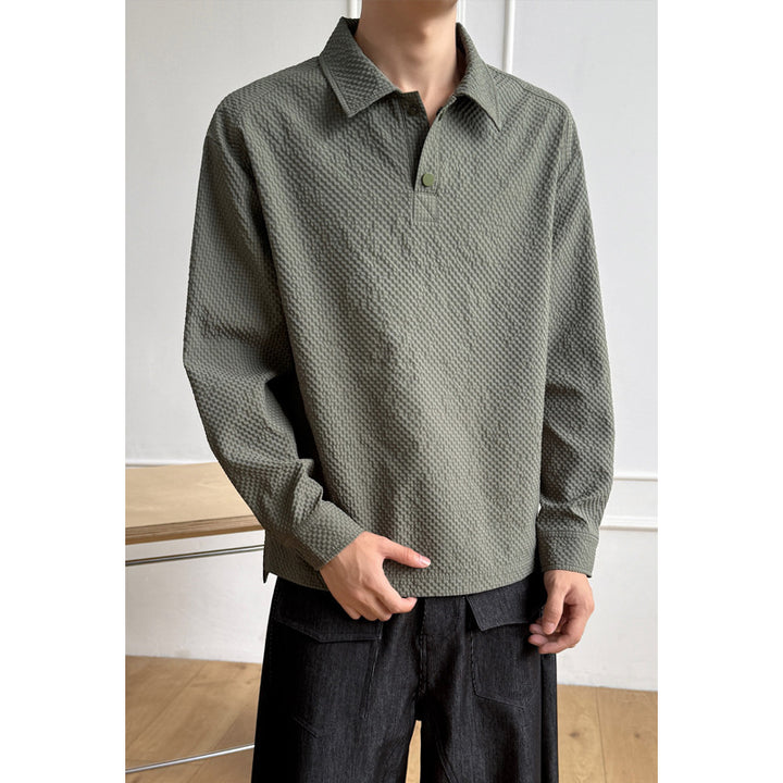 Men's Casual Long Sleeve Shirt with Textured Fabric Mune Fashion