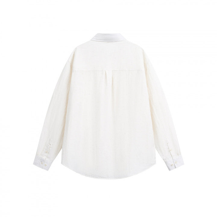 Unisex Oversize Light Linen Blend Shirt with Chest Pocket, Notched Collar and Sleeve Cuff Mune Fashion