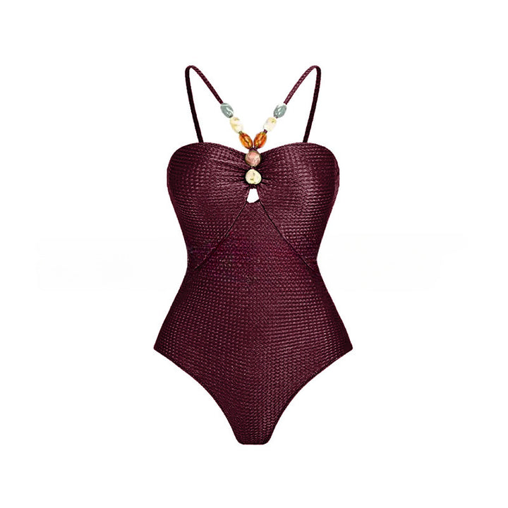 Women's One-Piece Swimsuit with Fashionable Jewelry Details Mune Fashion