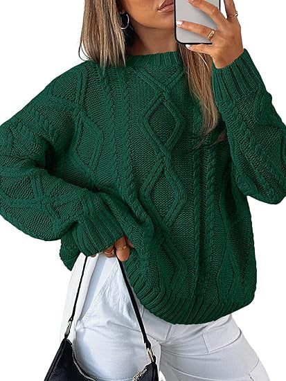 Women Oversized Cable Knit Sweater made of coarse knit Drune
